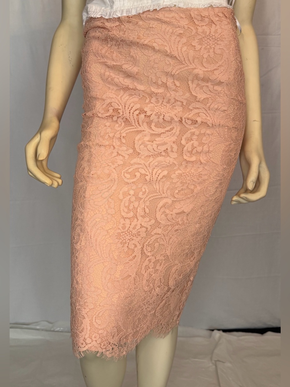 Essentials Blush Lace Pencil Skirt